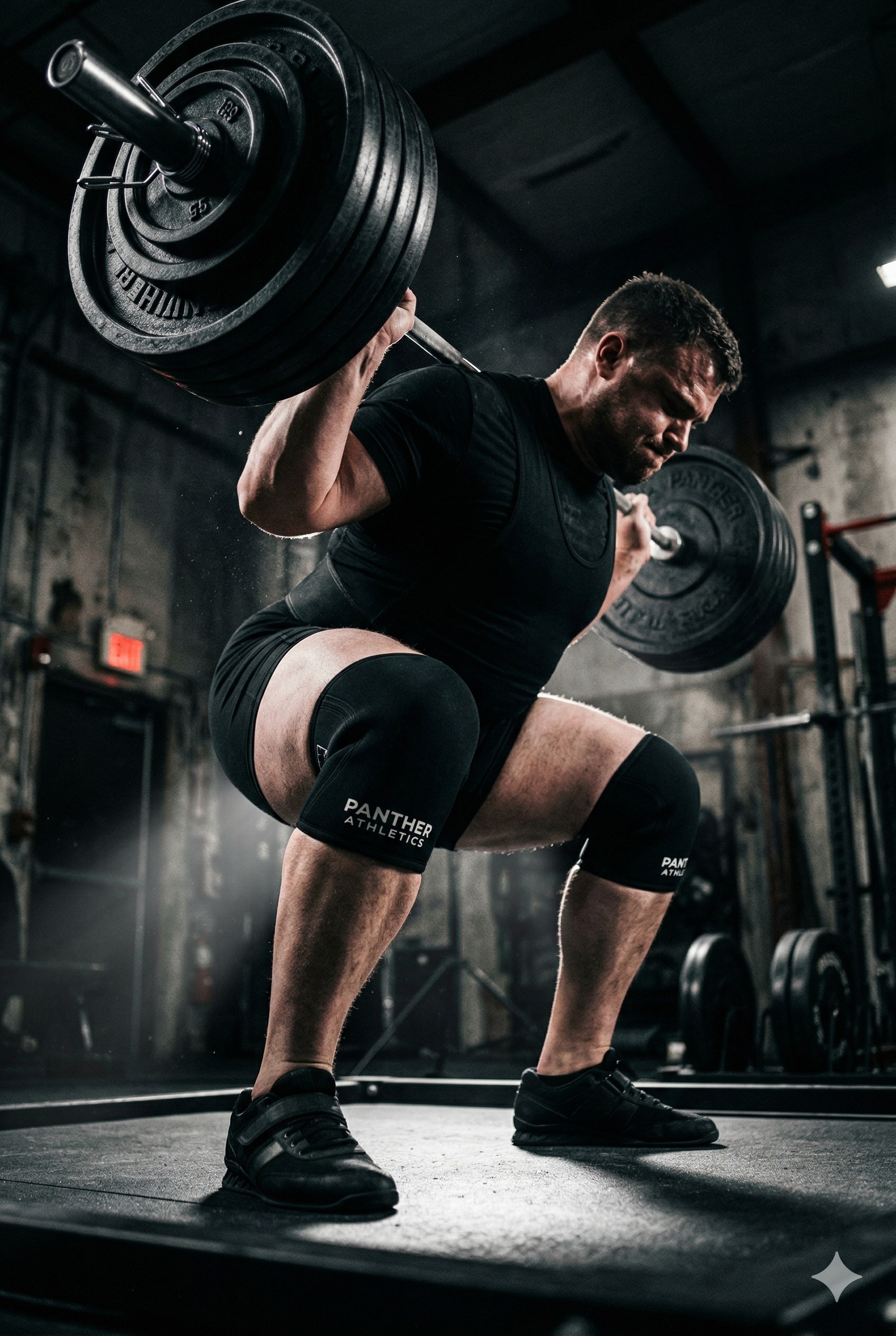 Heavy squat in Panther knee sleeves