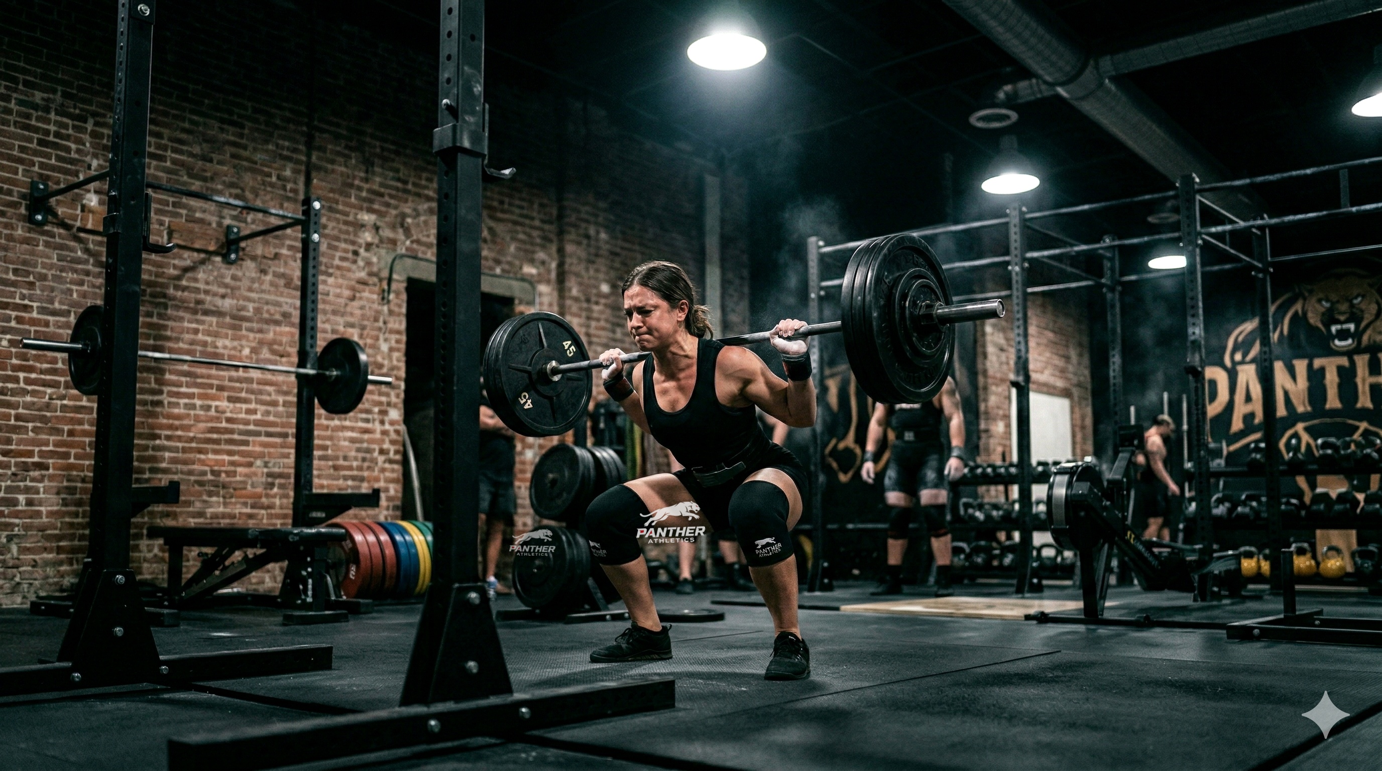 Powerlifter squatting at Panther Athletics gym